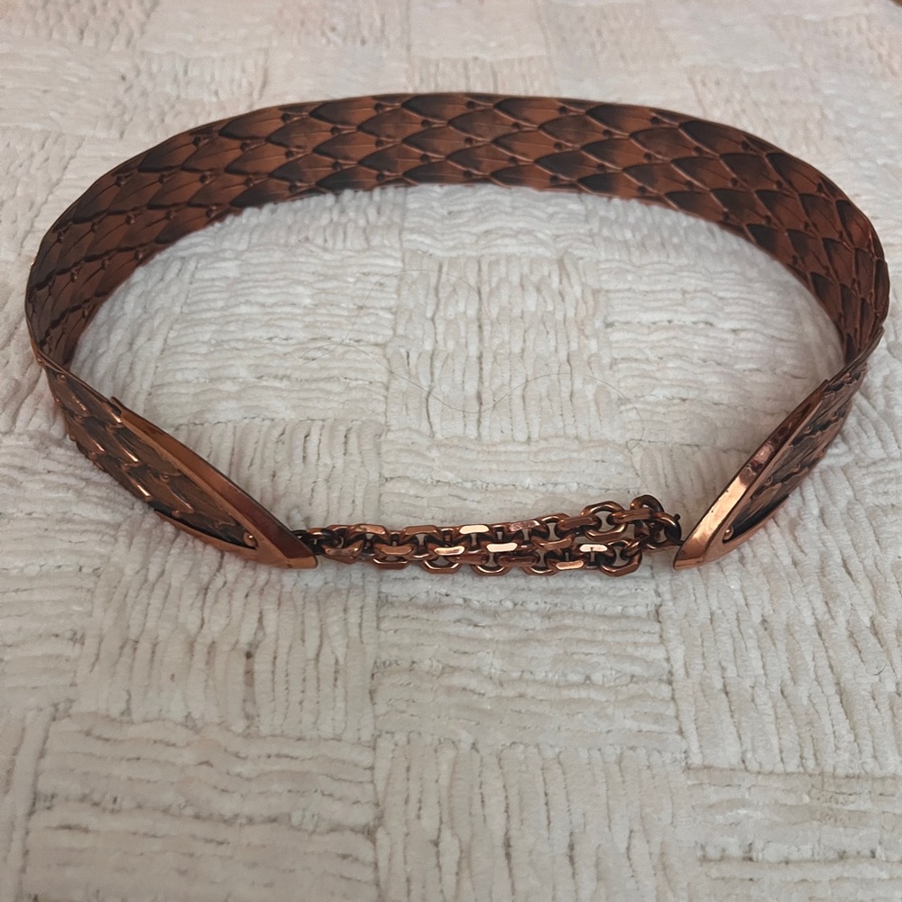 Woven Metallic Chain Link Waist Belt - Copper Tone